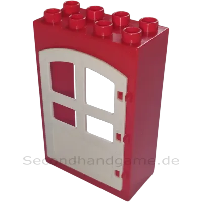 Lego Duplo 2x4 Hauswand mit Tür Rot Weiß