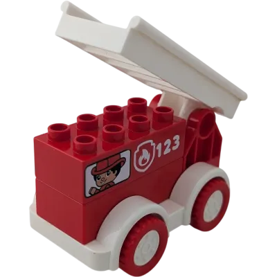 Lego Duplo Lastwagen Feuerwehrauto Rot mit klappbarer Leiter
