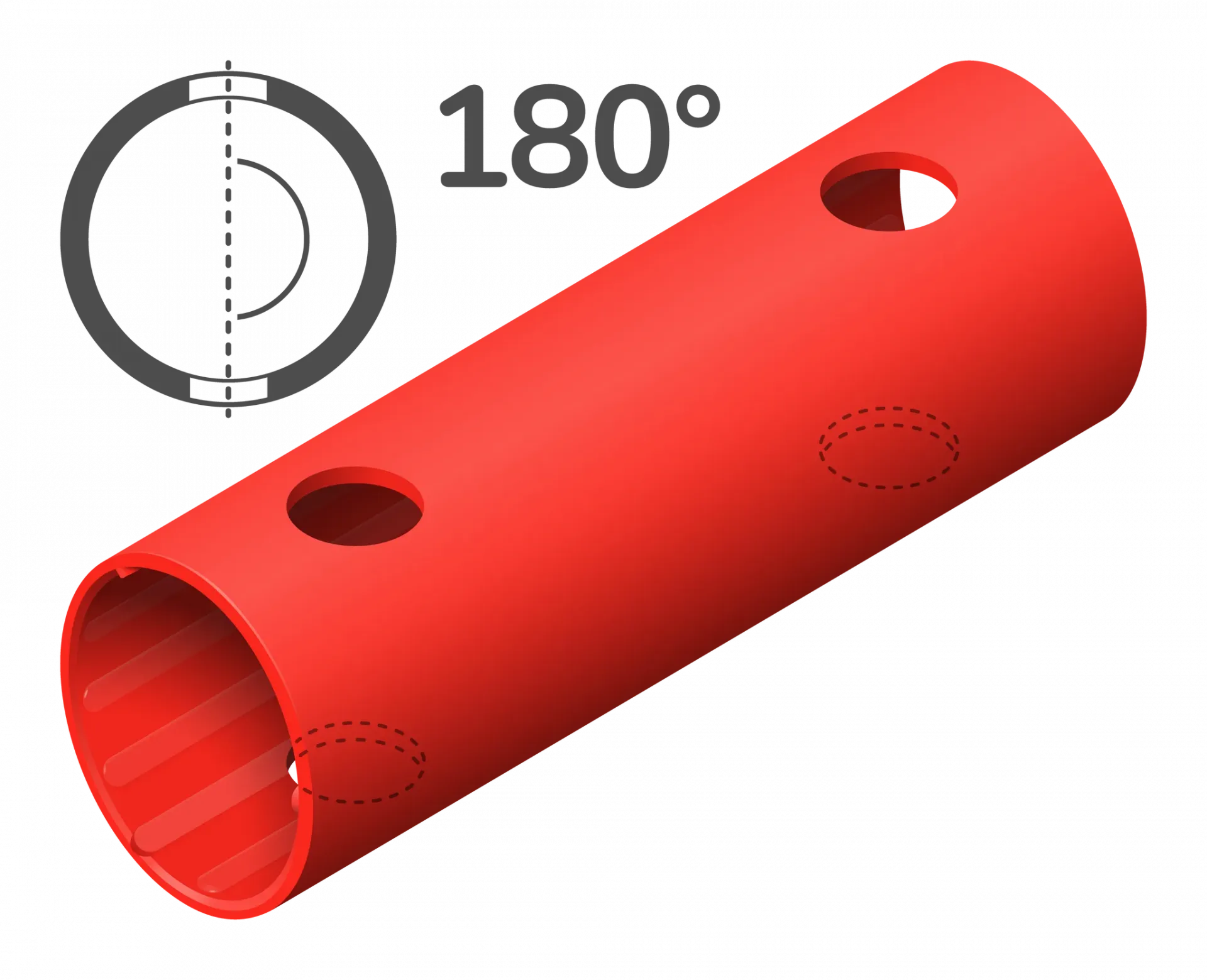 QUADRO Rohr 15cm 180° (4 Löcher) Spezialrohr Rot