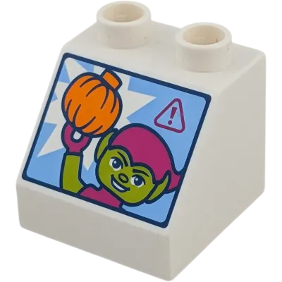 Lego Duplo 6474 Schrägstein 2x2x1 Weiß Alien Kürbis Halloween Goblin Feind Spiderman