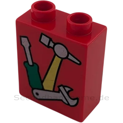 Lego Duplo  1x2 Stein Rot Werkzeug B-Ware