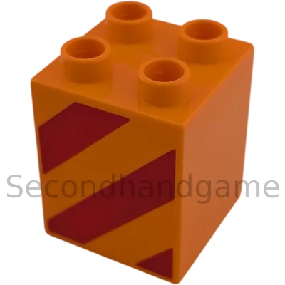 Lego Duplo 2x2x2 Doppelstein Orange mit roten Linien