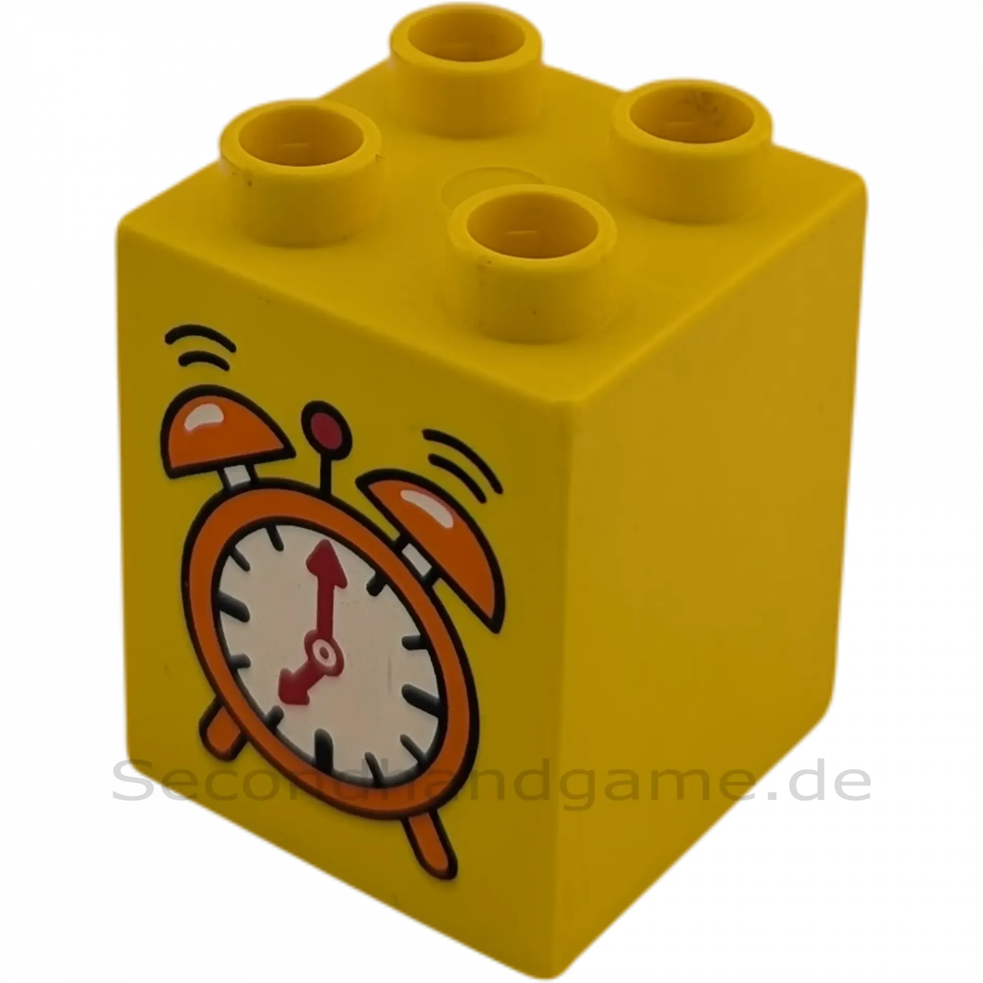 Lego Duplo 2x2x2 Doppelstein Gelb mit Wecker Orange