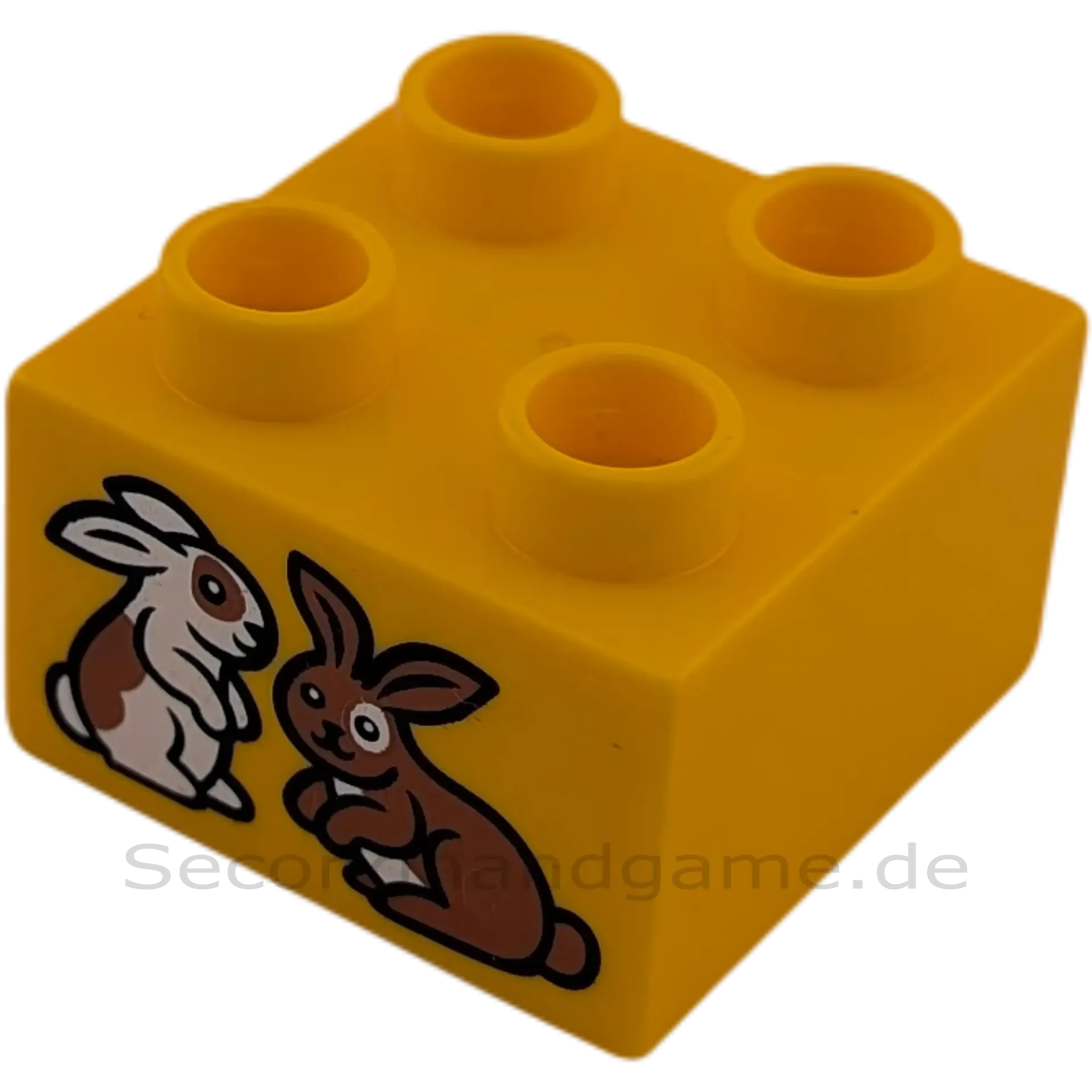 Lego Duplo 2x2 Stein Gelborange mit zwei Hasen Kaninchen 3437