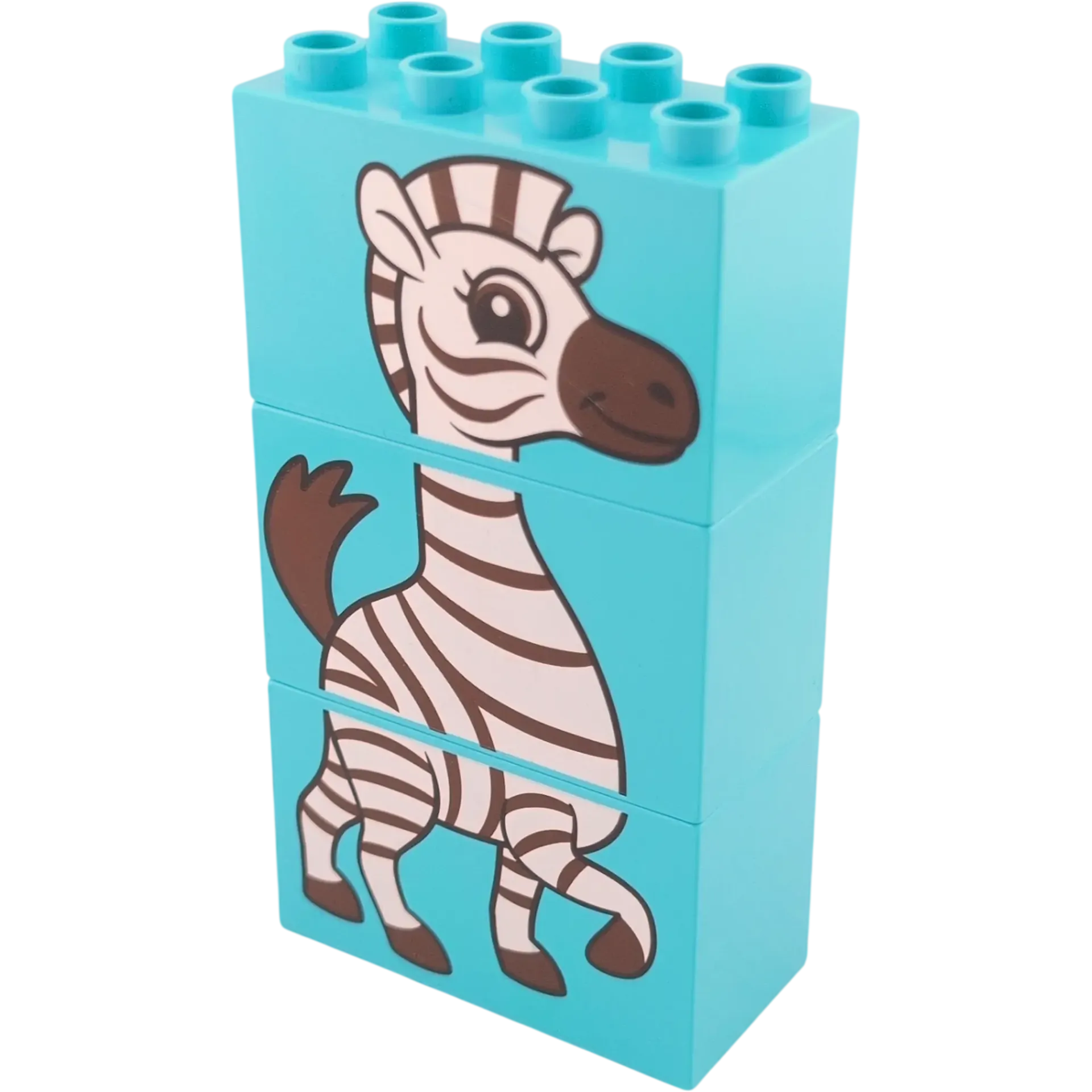 Lego Duplo 2x4x2 Doppelstein 31111 Azur Bedruckt mit Zebra 3 Teilig
