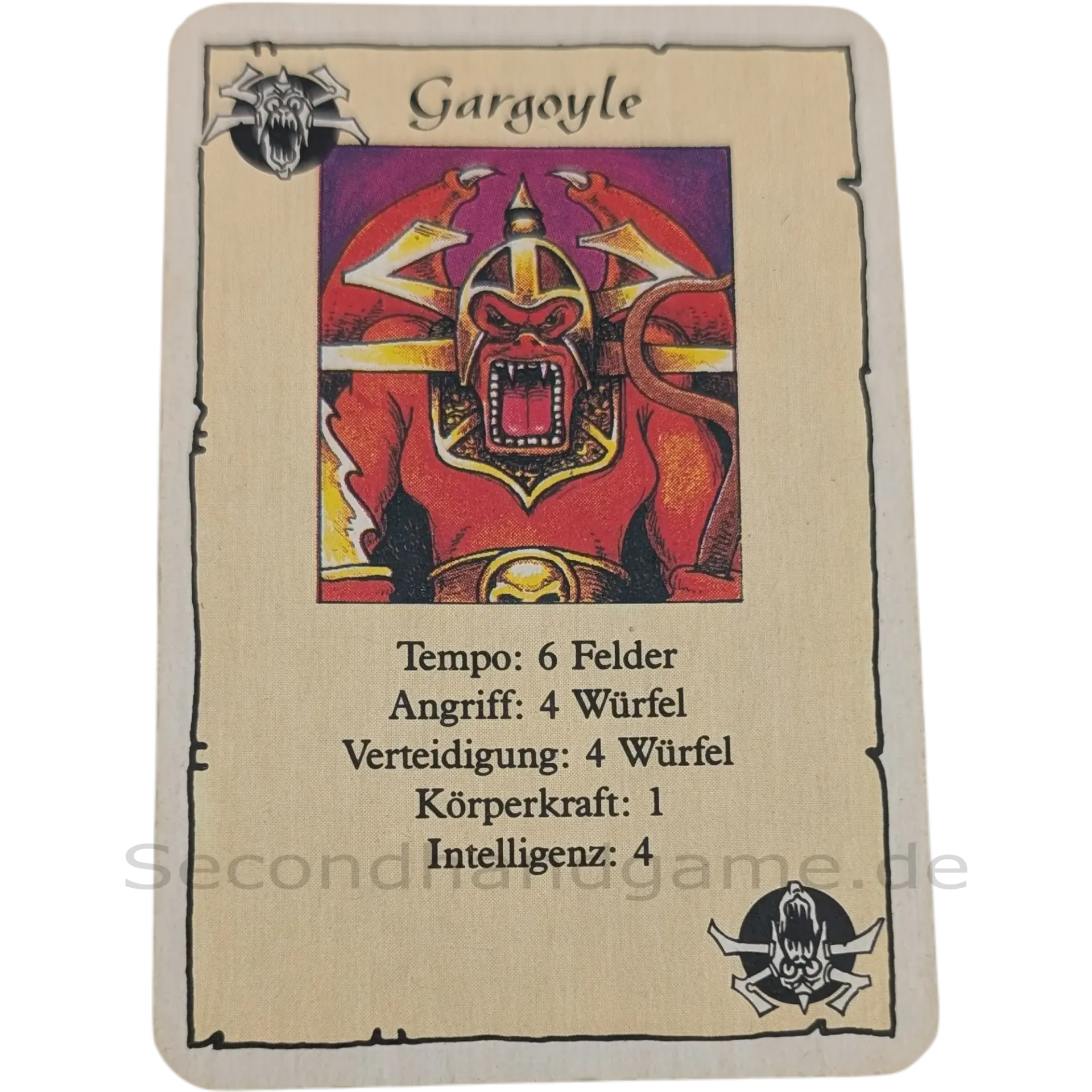 MB Hero Quest Master Ersatzteil Monsterkarte Gargoyle