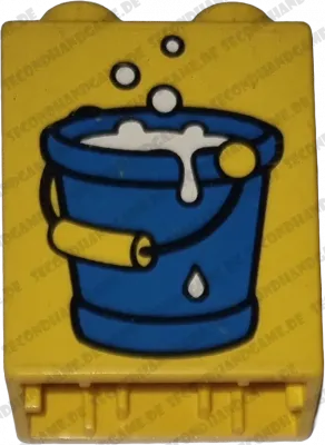 Lego Duplo  1x2 Stein Gelb Bauarbeiter Eimer mit Wasser Putzeimer 4066