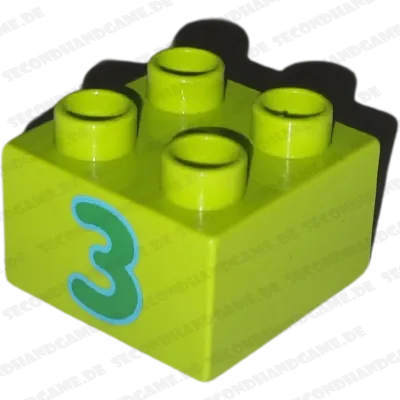 Lego Duplo 2x2 Stein Hellgrün Zahl Drei Dunkelgrün 3437