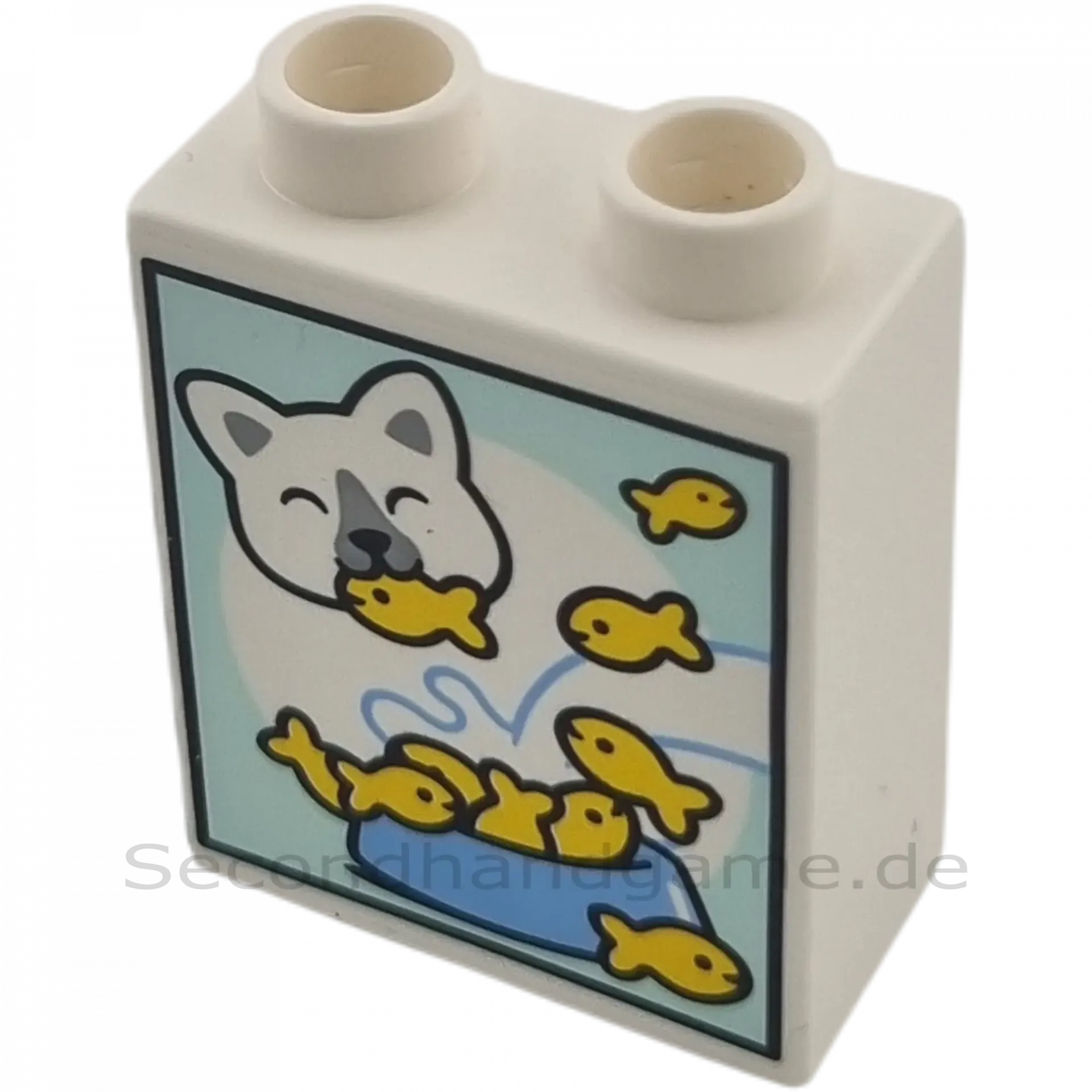 Lego Duplo 4066 Stein 1x2x2 Weiß Katzenfutter mit Fisch Tierfutter