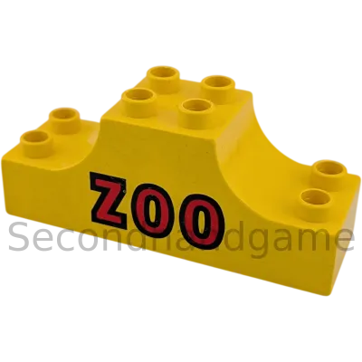 Lego Duplo 2x6x2 Brücke 4197 Gelb mit Aufdruck ZOO in Rot