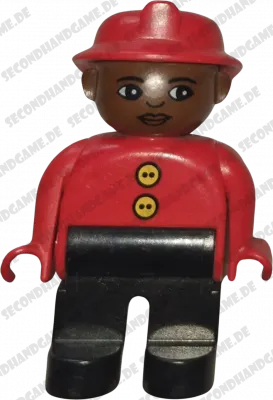 Lego Duplo Figur Mann 47394 Afrikaner Schwarzer Hose und gelben Knöpfen Helm