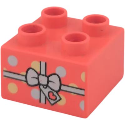 Lego Duplo 2x2 Stein Knallpink mit Geschenk und Herz