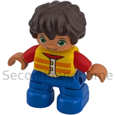 Lego Duplo 435H0 Junge mit rotem Pulli Schwimmweste wellige braune Haare Sommersprossen
