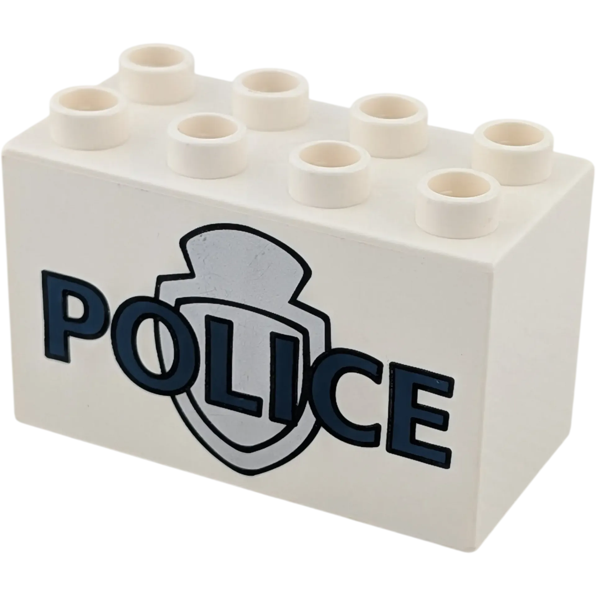 Lego Duplo 31111 Stein Weiß mit Police Aufdruck 2x4x2