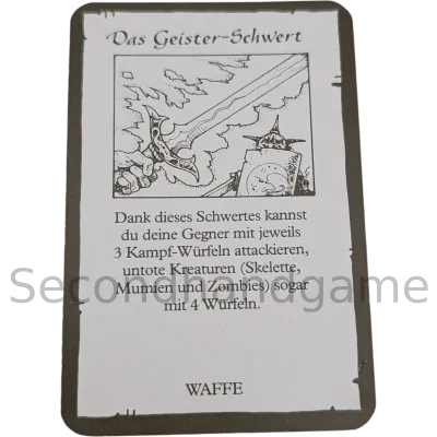 MB Hero Quest Master Beutekarte Waffe Das Geister-Schwert