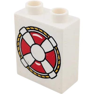 Lego Duplo 4066 Stein 1x2x2 Weiß mit Rettungsring