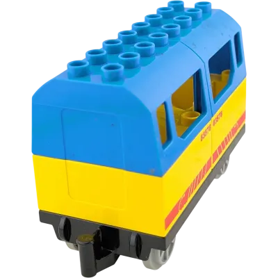 Lego Duplo Eisenbahn Passagieranhänger Blau gelb Nr 52088 Unterteil schwarz