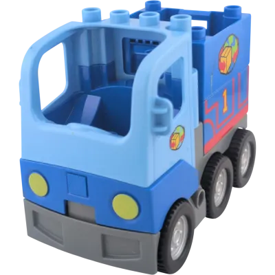 Lego Duplo 414J1 LKW Hellblau Lastwagen Weltweiter Handel Container