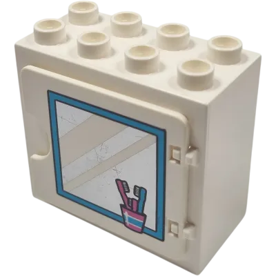 Lego Duplo 2x4 Badspiegel Schrank Zahnbürste weiß