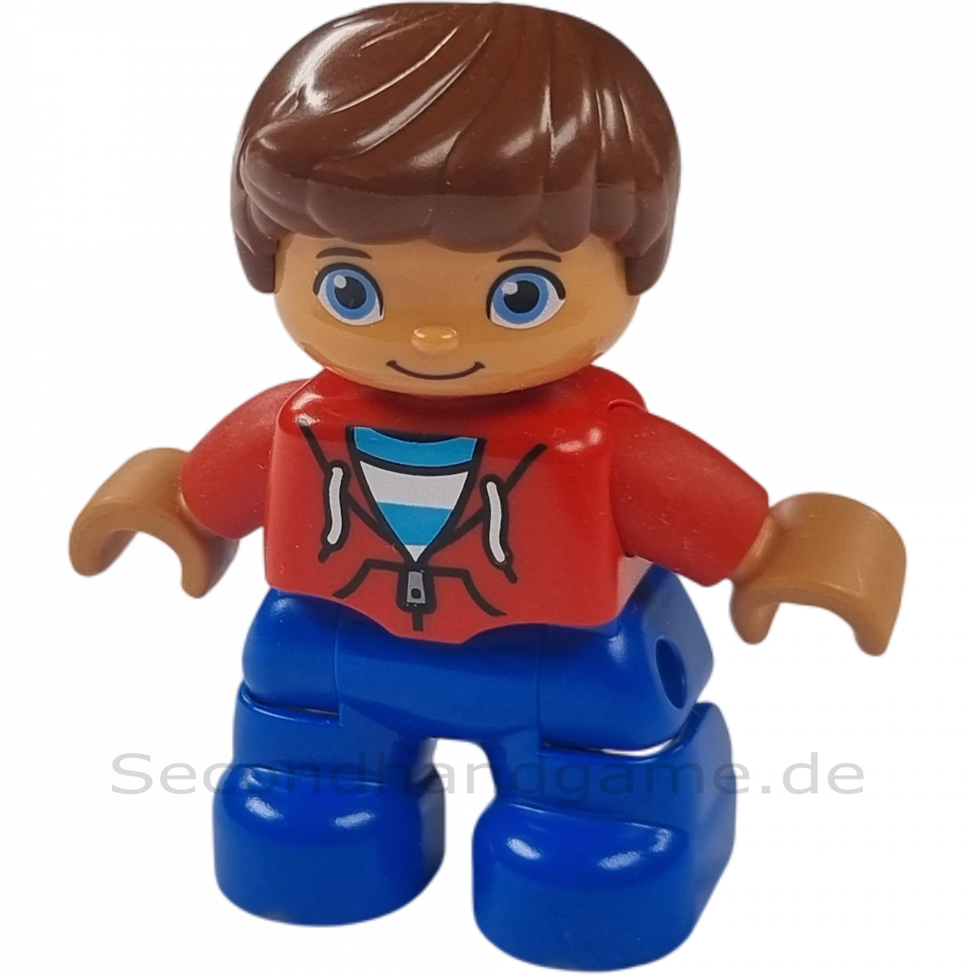 Lego Duplo Figur Junge Blaue Hose Rote Jacke Braune Haare