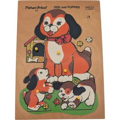 Fisher-Price Holzpuzzle mit Griff Schloss 8 Teile 511 Dog and Puppies
