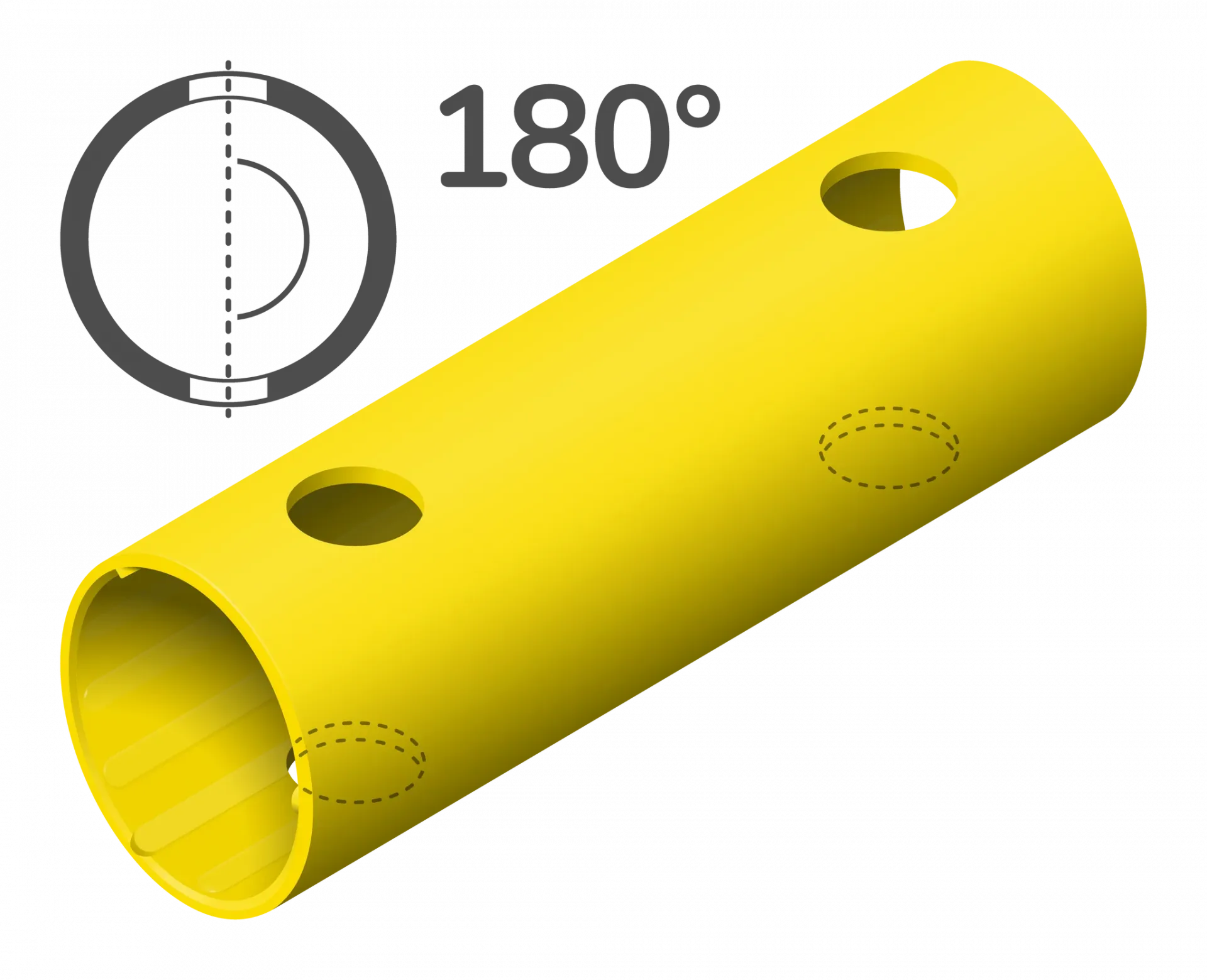 QUADRO Rohr 15cm 180° (4 Löcher) Spezialrohr Gelb