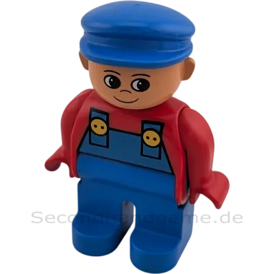 Lego Duplo Figur Mann 4555 Mann mit blauer Latzhose und blauer Kappe
