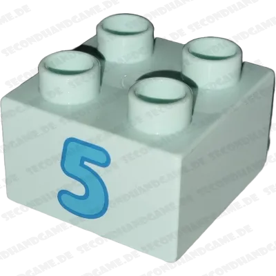Lego Duplo 2x2 Stein Mint Zahl Fünf Azur 3437