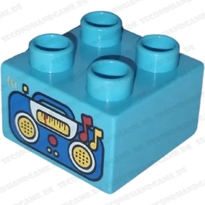 Lego Duplo 2x2 Stein Azur Radio Blau 3437