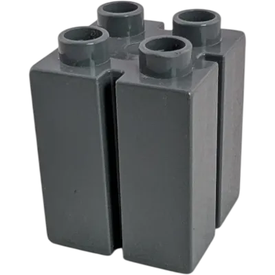 Lego Duplo Baustein 2x2x2 mit senkrechten Rillen / Säule Dunkelgrau (Teile-Nr. 41978)