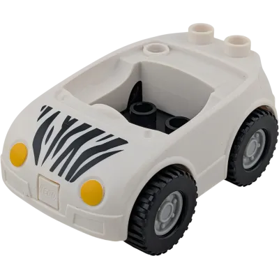 Lego Duplo Auto Tierpfleger mit Zebrastreifen Räder Schwarz Weiß