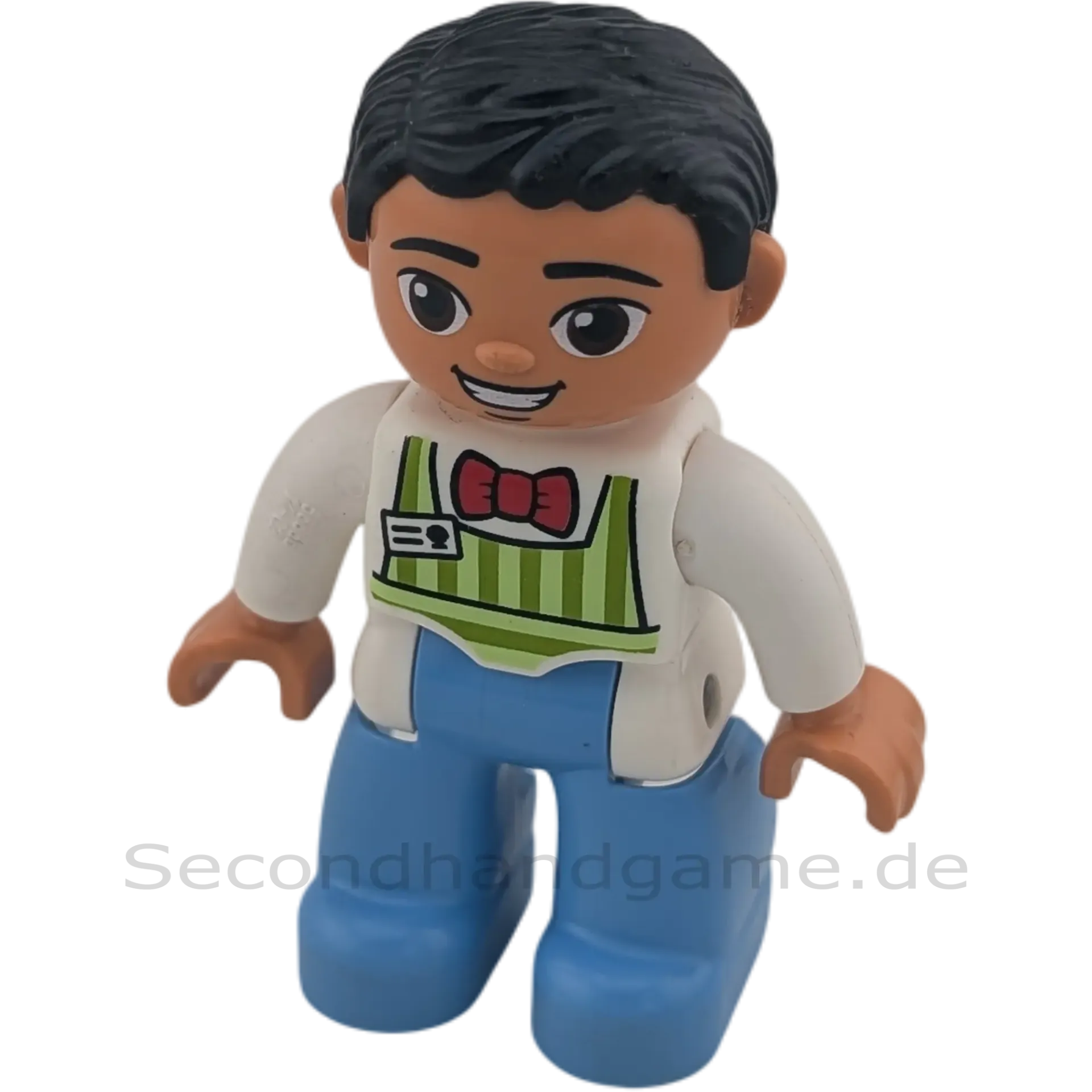 Lego Duplo 512H7 Eisverkäufer Cafe Betreiber Blaue Hose Weißes Oberteil Grüne Schürze Rote Fliege