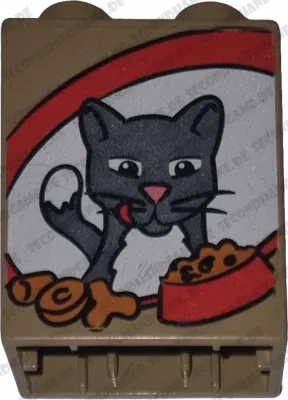Lego Duplo 4066 Stein 1x2x2 Grau Katze mit Katzenfutter