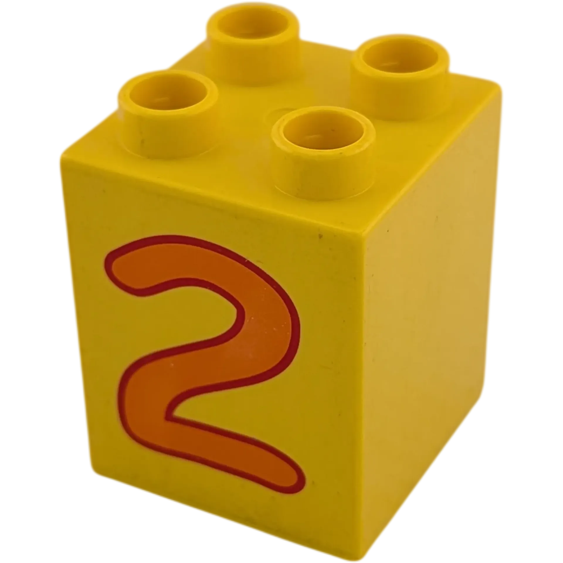 Lego Duplo 2x2x2 Doppelstein Gelb mit Zahl Zwei Orange