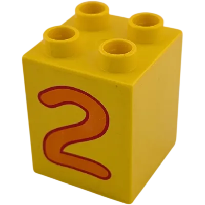 Lego Duplo 2x2x2 Doppelstein Gelb mit Zahl Zwei Orange