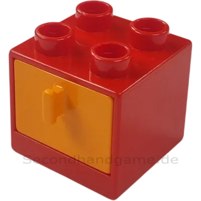 Lego Duplo 4890 Regal Schrank Rot mit Schublade Orange