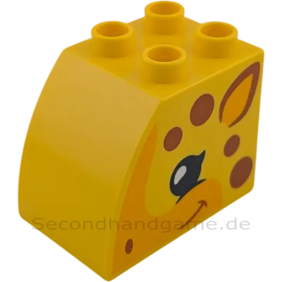 Lego Duplo Giraffenkopf beidseitig bedruckt Gelb