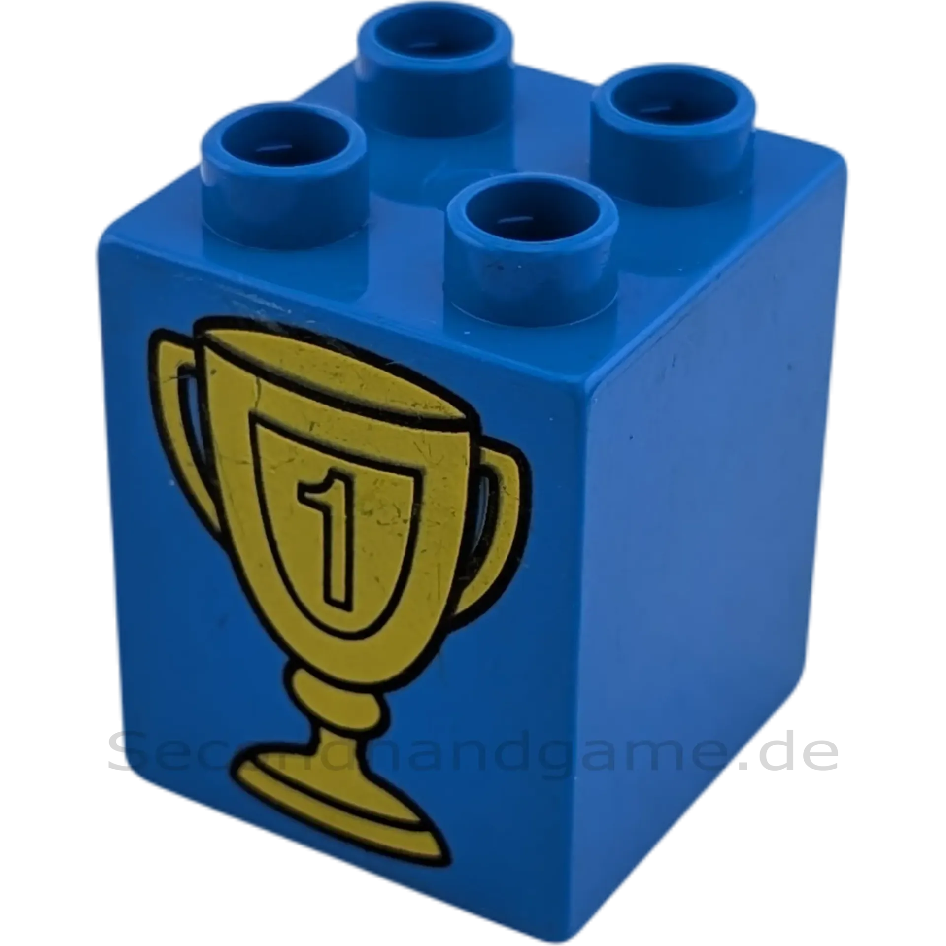 Lego Duplo 2x2x2 Doppelstein Blau mit Pokal erster Platz Sieger