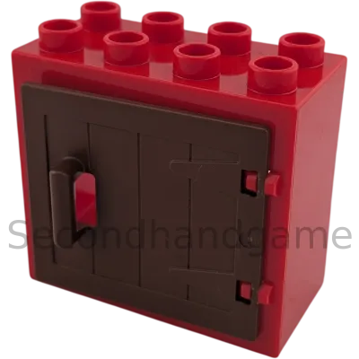 Lego Duplo 2332 Fensterrahmen 2x4 Rot mit brauner Tür