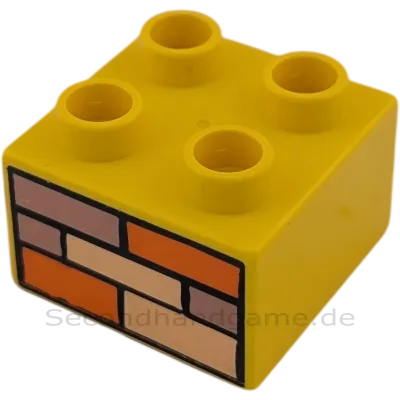 Lego Duplo 2x2 Mauerstein 3437 Gelb Bedruckt mit Mauer Bob der Baumeister