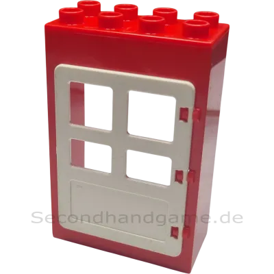 Lego Duplo 2x4 Hauswand mit Tür Rot Weiß Eckige Tür