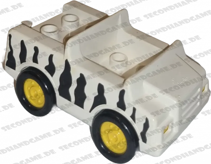 Lego Duplo Auto Tierpfleger mit Zebrastreifen Räder Schwarz Gelb