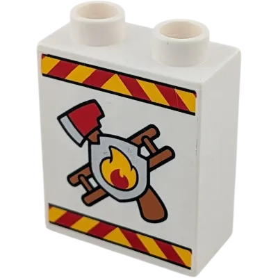 Lego Duplo 4066 Weiß mit Feuerwehrsymbol Leiter und Axt