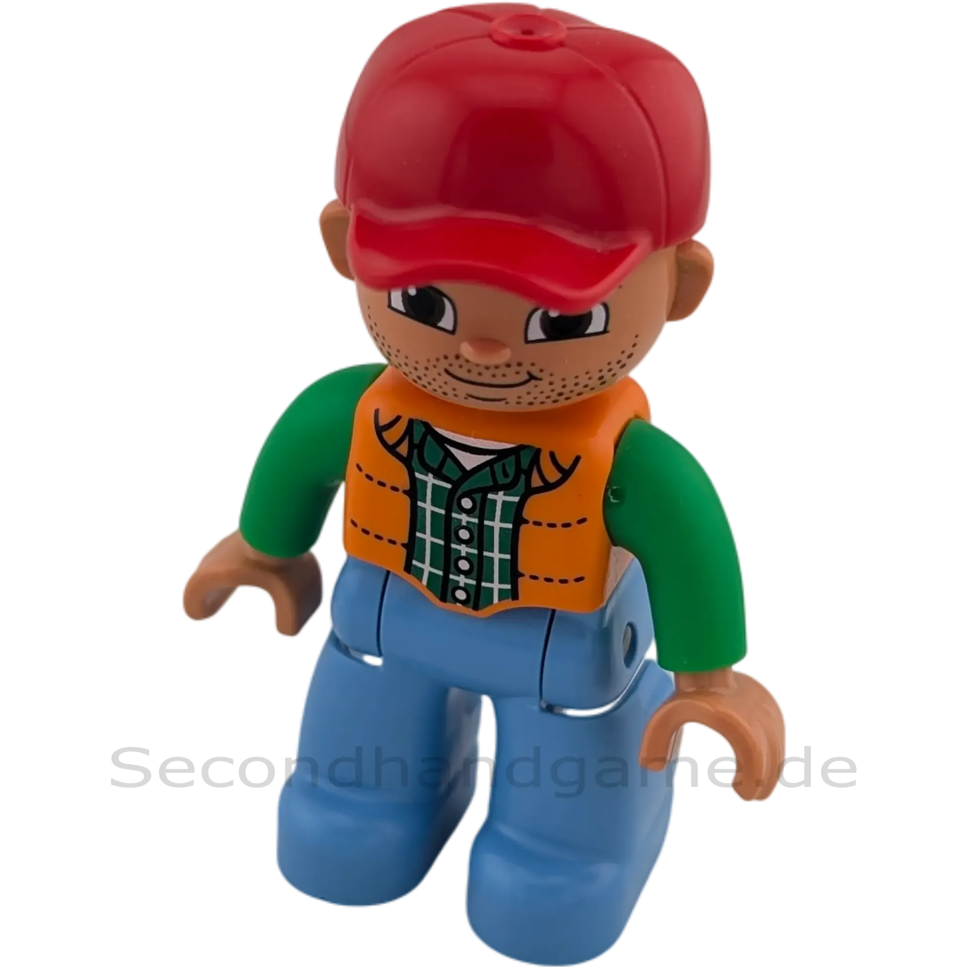 Lego Duplo Figur Mann mit orangener Weste und Bart rote Kappe 47394