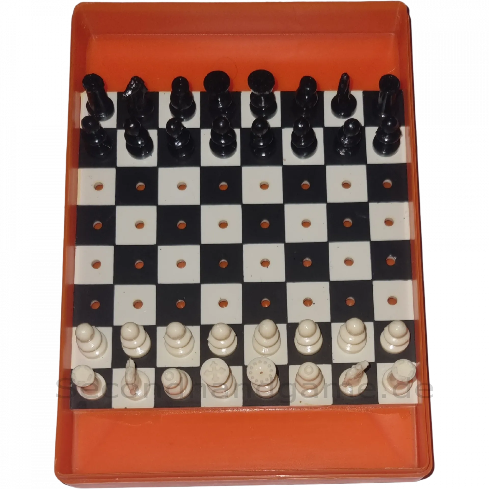 Schach für unterwegs in Plastikbox