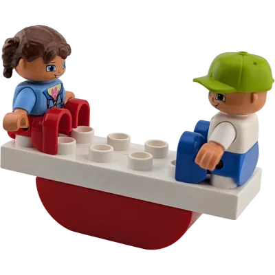 Lego Duplo Wippe Weiß Rot mit zwei Kindern Spielplatz