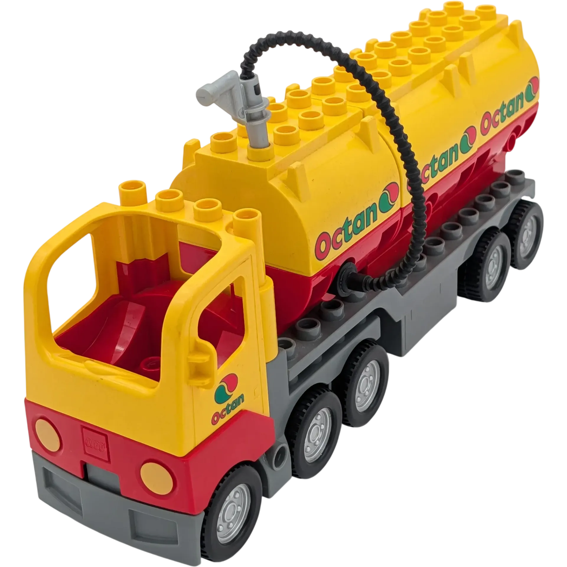 Lego Duplo Lastwagen mit Container Octan LKW Rot Gelb Tanklaster mit Anhänger und drei Container