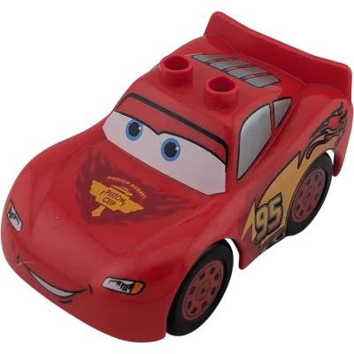 Lego Duplo Auto Rot Cars Reifen Schwarz Rot Piston Cup auf der Motorhaube