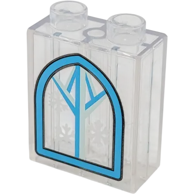 Lego Duplo 4066 Stein 1x2x2 Transparent weiß bedruckt Fenster Schneeflocken Winter Frozen
