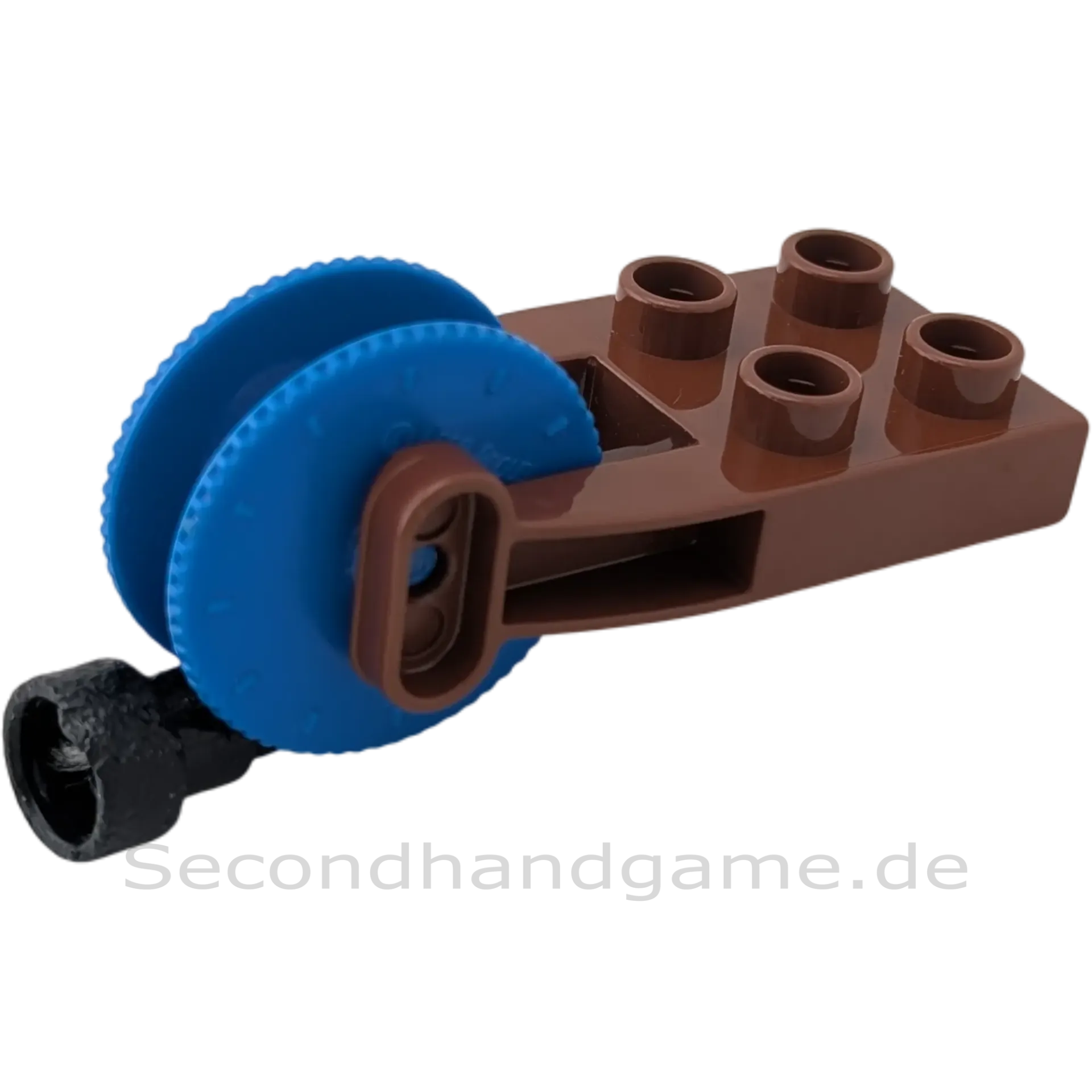 Lego Duplo 42026 Kran blaue Seilwinde mit dunkelbraunem Abroller und rundem Ende B-Ware
